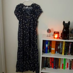Flowy Blue and Yellow Floral Dress